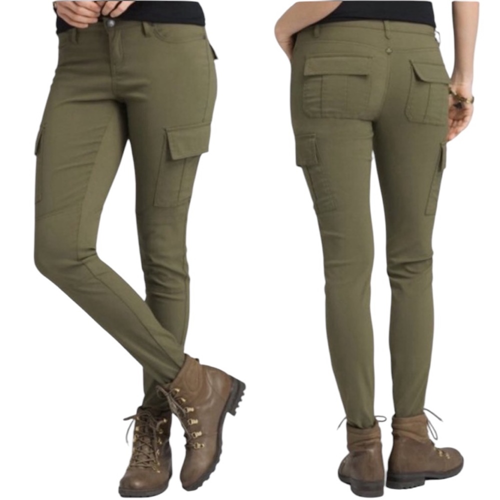 PRANA CARGO POCKET MEME Olive Goblincore Green Skinny Performance Pants 6